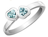 Aquamarine Double Heart Ring 2/5 Carat (ctw) in Sterling Silver